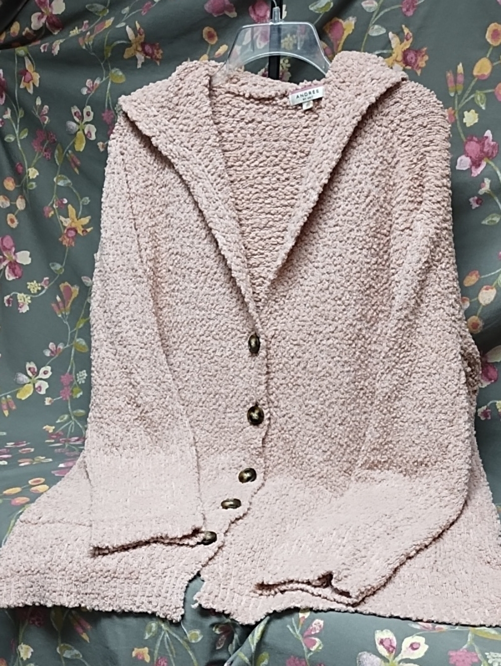 ANDREE BY UNIT Blush Pink Chunky Hooded Cardigan